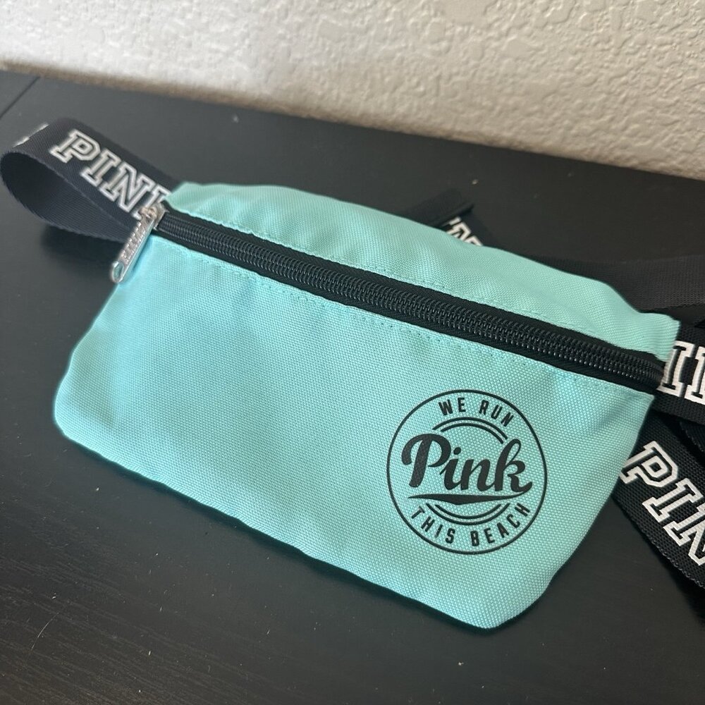 Victorias Secret Pink Fanny Pack Waist Belt Aqua Blue Running Beach Barbie Core‎